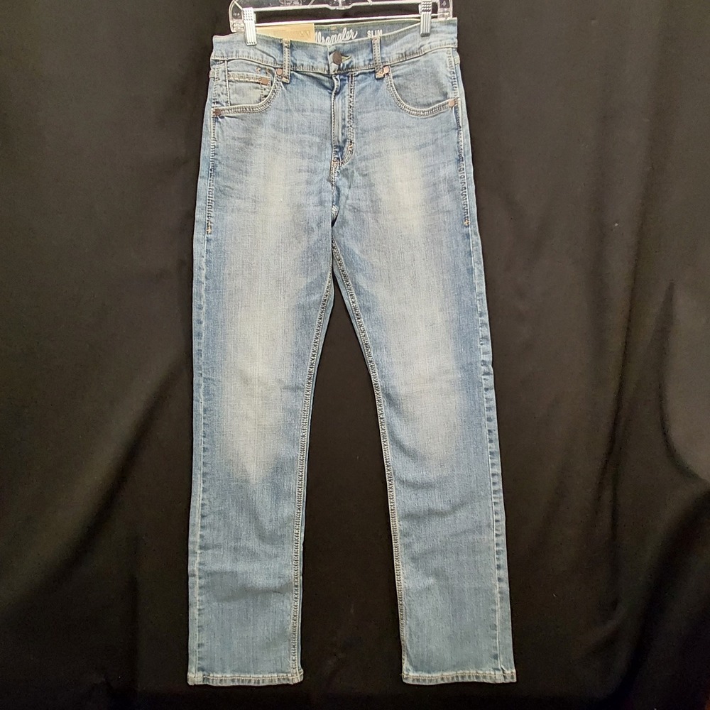 Wrangler Retro Slim Straight Jeans Mens 31x34 Light Wash Stretch 1088MWZGB NWT